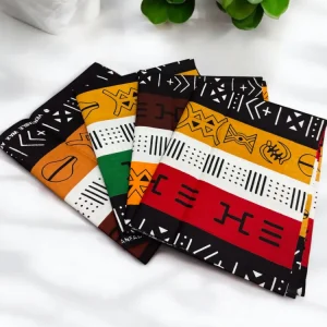 4 Fat quarters - Bogolan X Mix Tissus Patchwork - Coupons Tissus imprimé africain