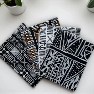 4 Fat quarters - Noir Blanc mix Tissus Patchwork - Coupons Tissus imprimé africain