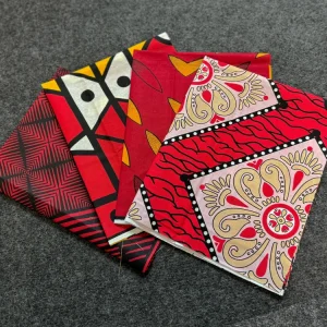 4 Fat quarters - Rouge Tissus Patchwork - Coupons Tissus imprimé africain