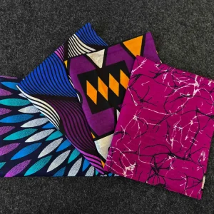4 Fat quarters - Violet Tissus Patchwork - Coupons Tissus imprimé africain