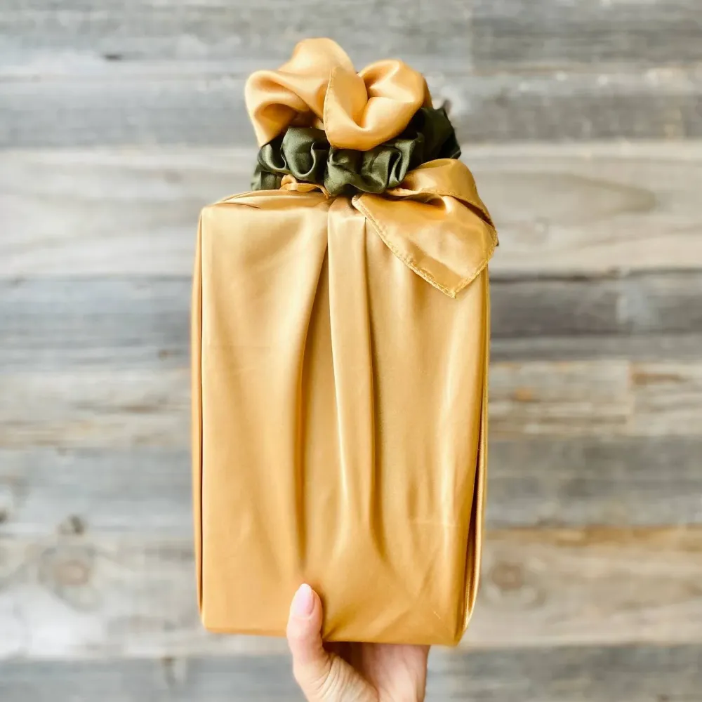 Furoshiki - Emballage cadeau soyeux - Doré