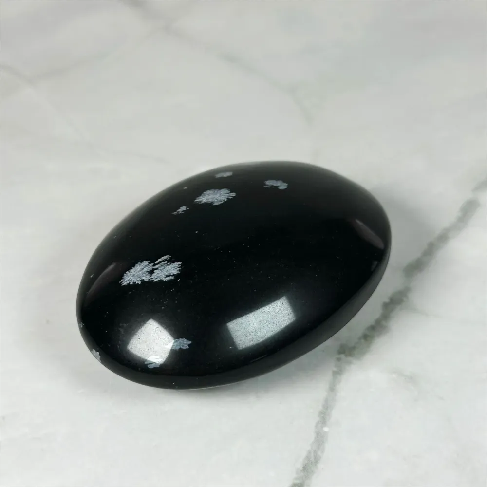 Galet Obsidienne Flocon de Neige - P1 (extra)