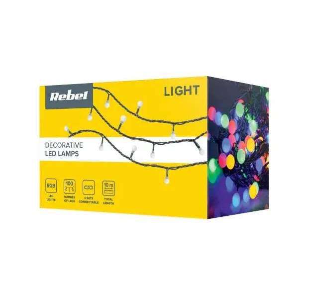 Guirlandes lumineuses LED de Noël - Boules colorées - 100 pièces - 10 mètres - connectables