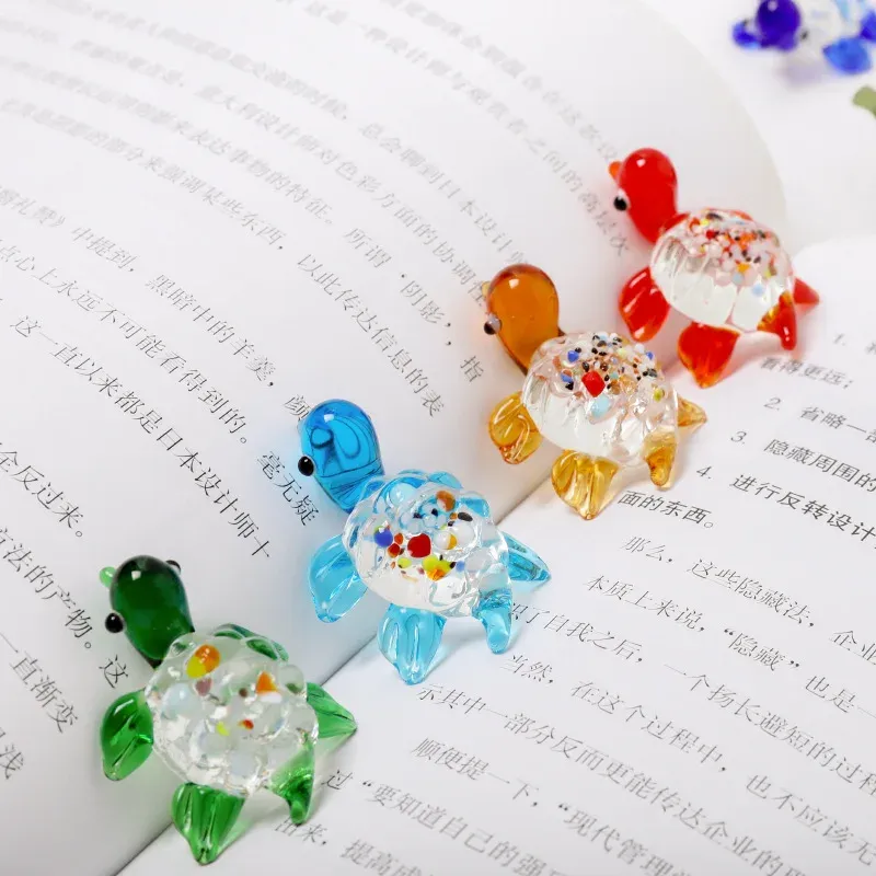 Lot de 6 figurines de tortues de mer colorées en verre borosilicate à haute teneur en borosilicate, objets de collection p...