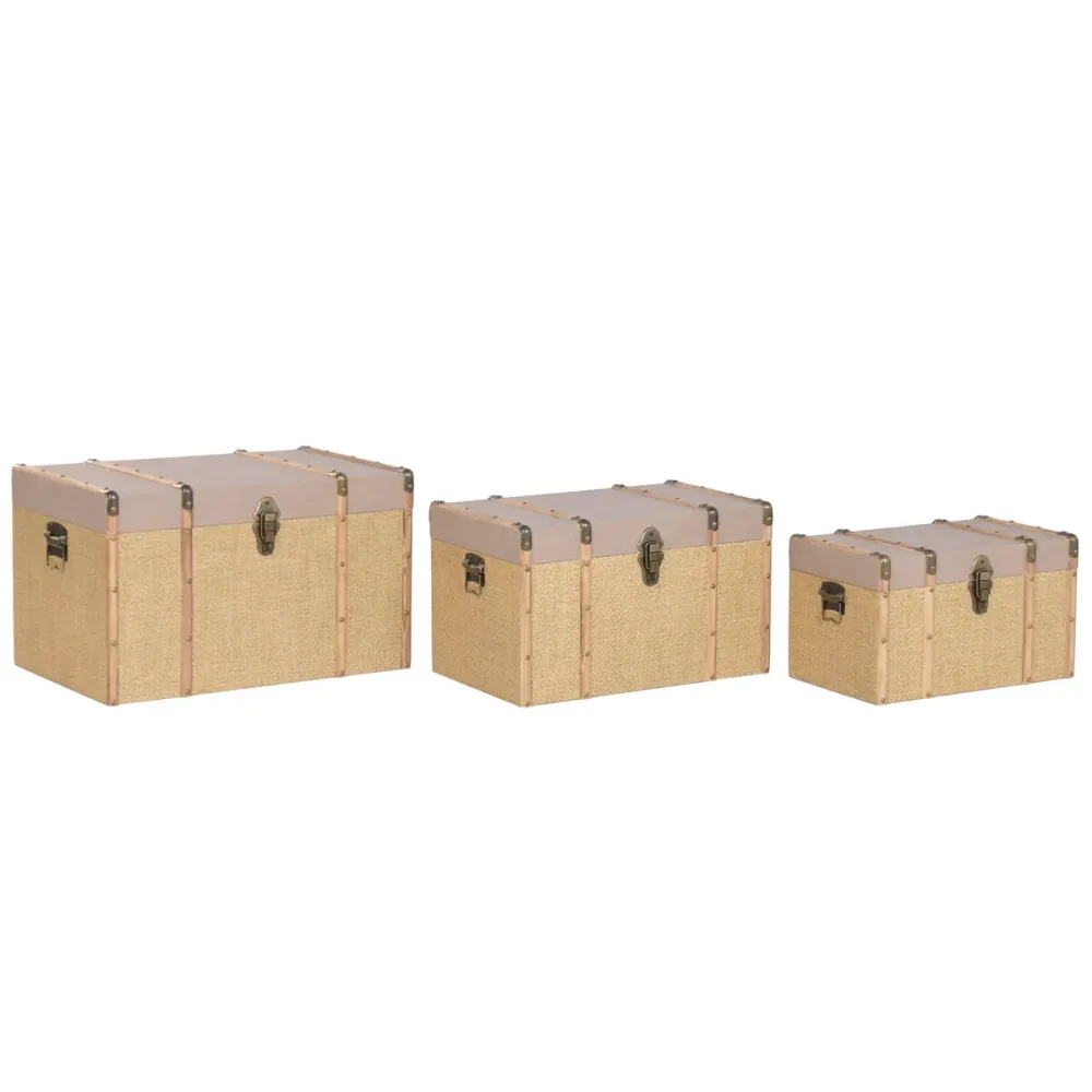 Lot de paniers Home ESPRIT Marron Naturel Polyuréthane Fibre Alpino 56 X 35 X 33 CM (3 Unités)