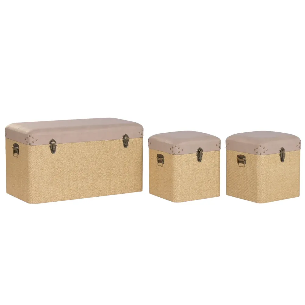 Lot de paniers Home ESPRIT Marron Naturel Polyuréthane Bois Alpino 80 x 40 x 44 cm (3 Unités)