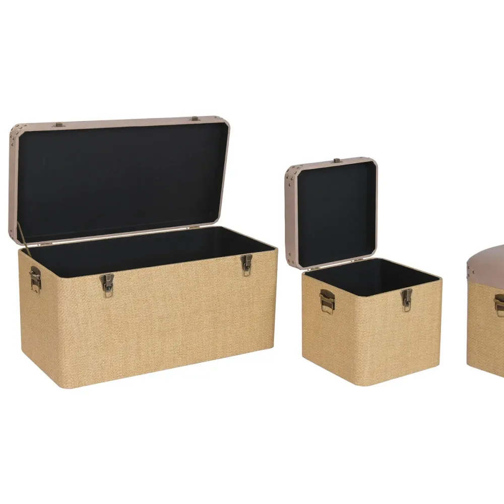 Lot de paniers Home ESPRIT Marron Naturel Polyuréthane Bois Alpino 80 x 40 x 44 cm (3 Unités)