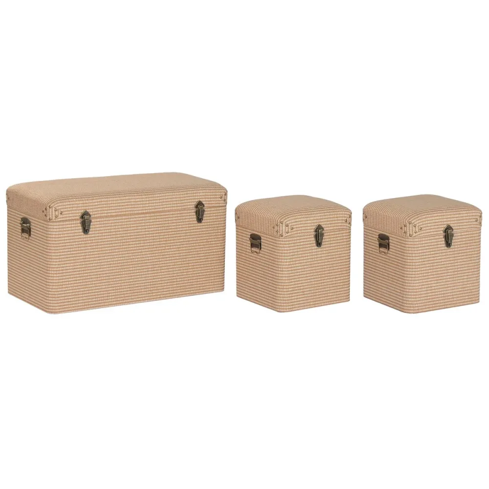 Lot de paniers Home ESPRIT Naturel Polyester Bois Traditionnel 80 x 40 x 44 cm (3 Unités)