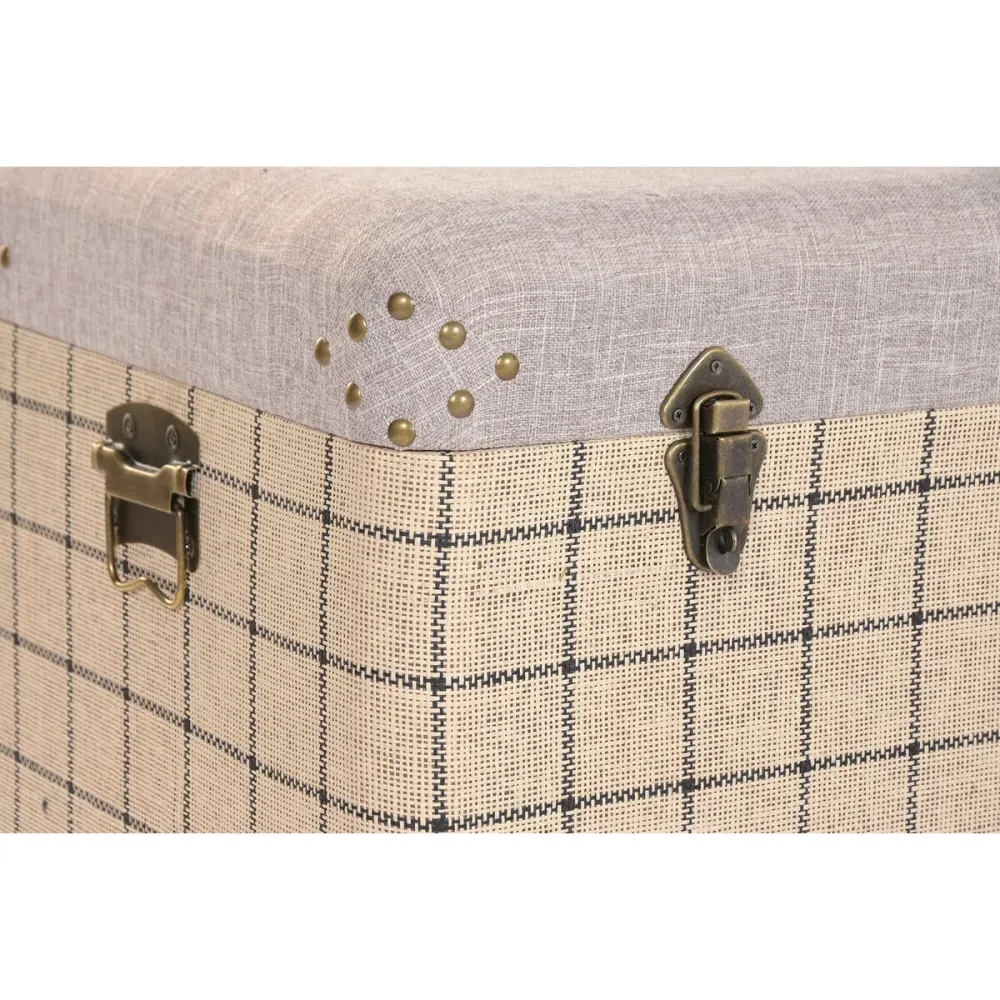 Lot de paniers Home ESPRIT Noir Beige Polyester Bois Scandi 80 x 40 x 44 cm (3 Unités)