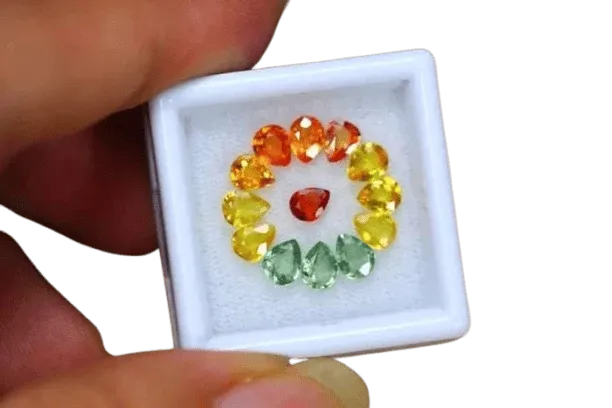 Lot de 13 saphirs multicolores chauffés 4,13 ct
