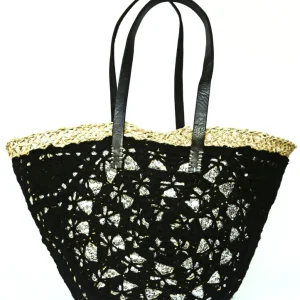 MAROC - PANIER EN OSIER AVEC CROCHET ET PAILLETTES