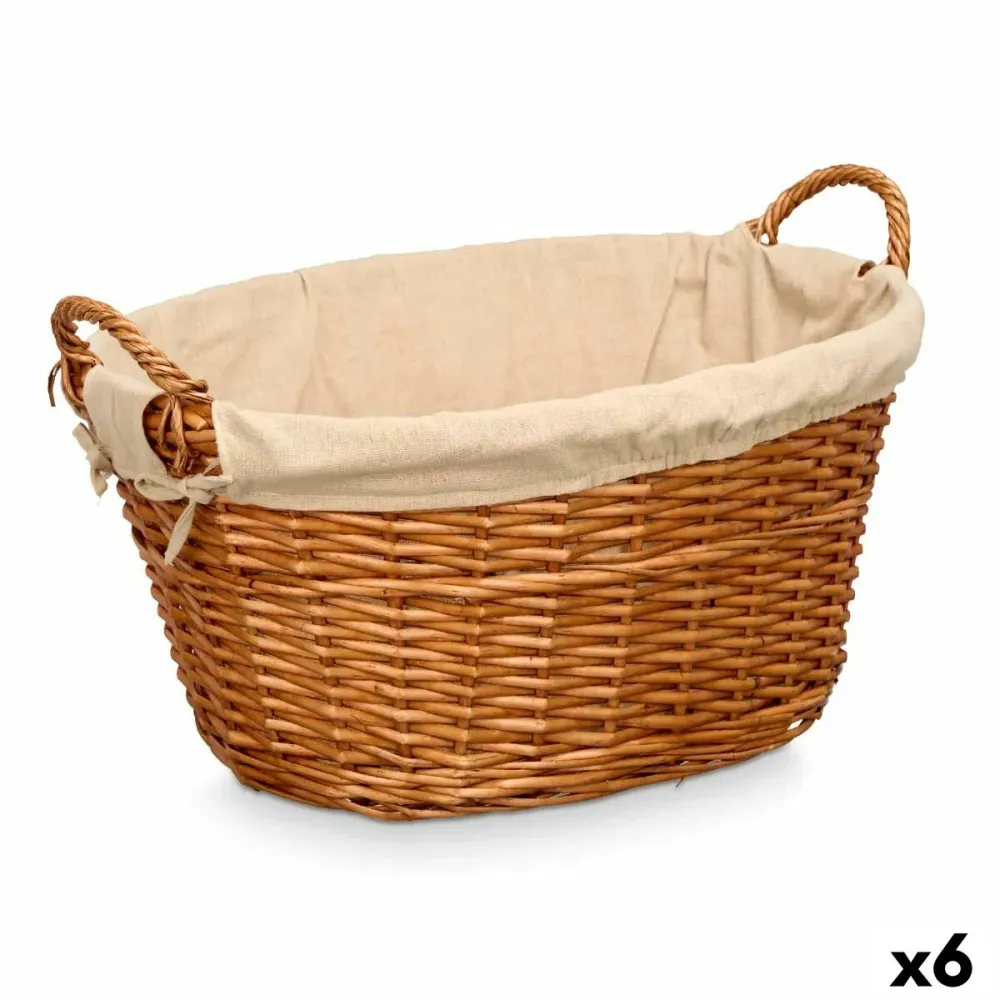 Panier Kipit Naturel Polyester osier Tissu 50 % coton (6 Unités)