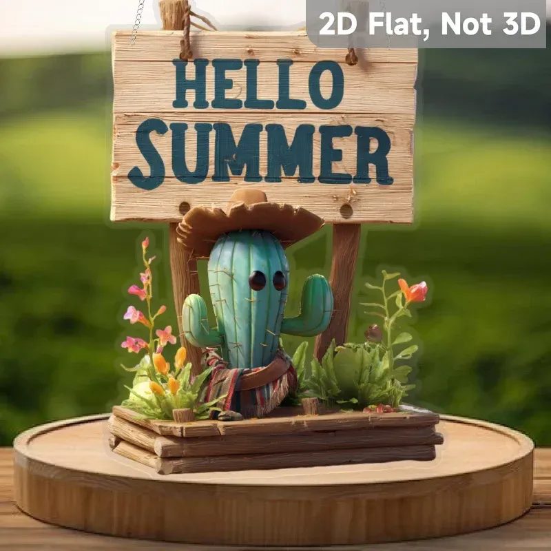 1 panneau de bienvenue Cactus et « Hello Summer », parfait pour la décoration du porche, du jardin et de la cour, cadeau p...