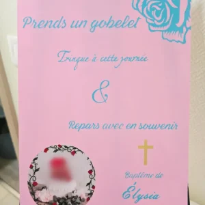 Panneau personnalisé A4 – Baptême, mariage & événements