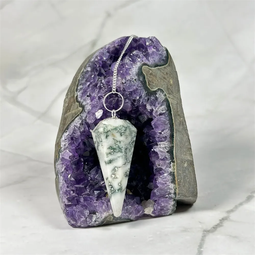 Pendule 6 faces en Agate Arbre
