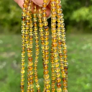 Perles en ambre, couleur jaune, 4,5mm