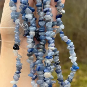 Perles en aventurine bleue, forme chips