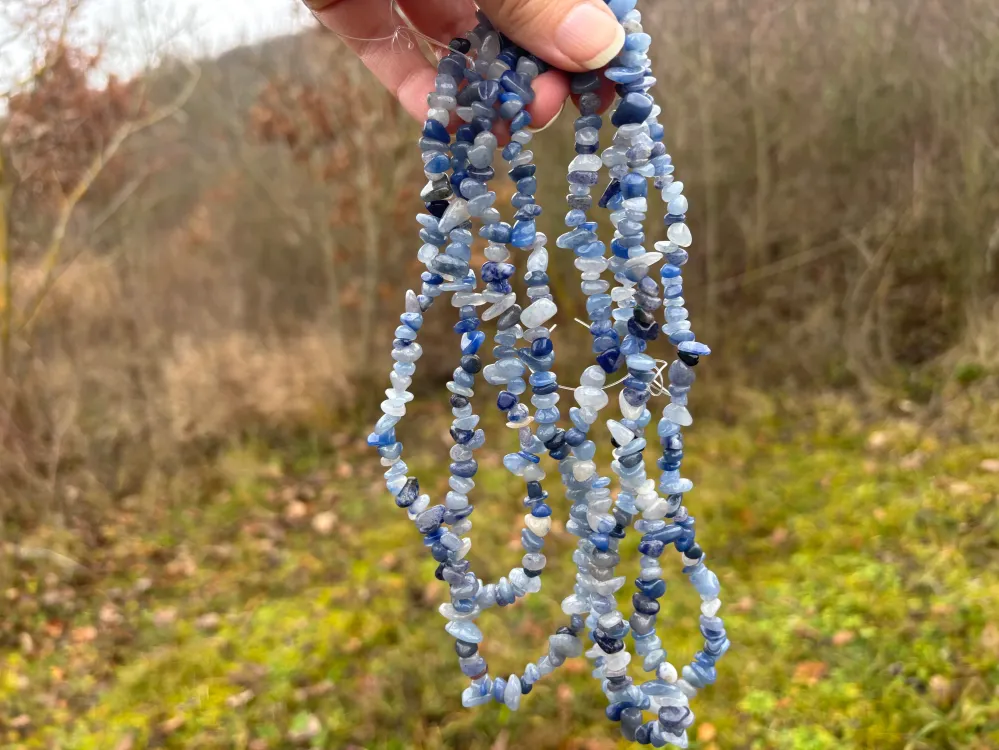 Perles en aventurine bleue, forme chips