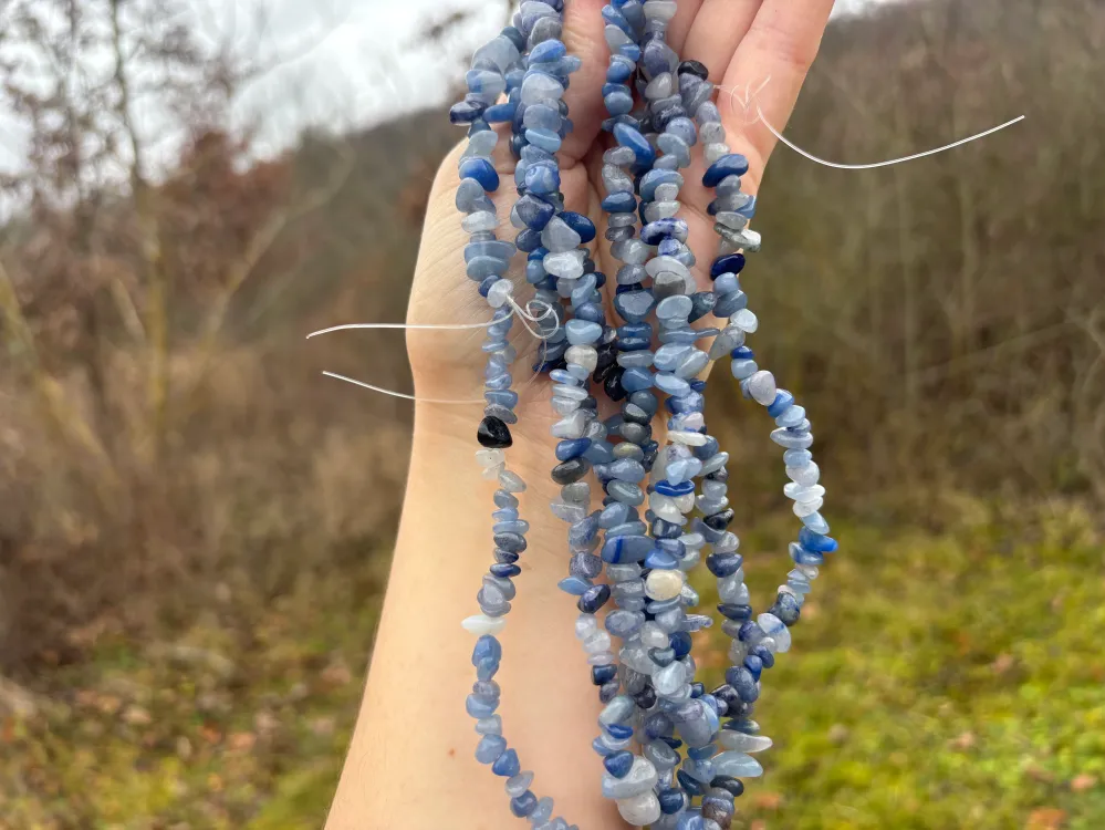 Perles en aventurine bleue, forme chips