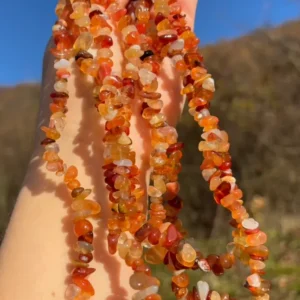 Perles en cornaline, agates de différentes couleurs, forme chips
