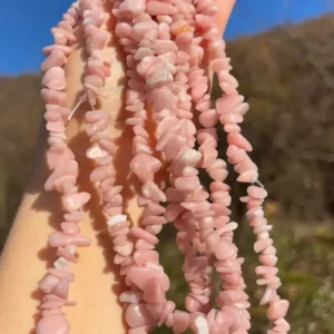 Perles en opale commune rose, forme chips