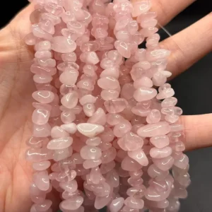 Perles en quartz rose, forme chips