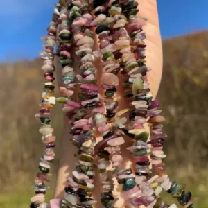 Perles en tourmaline multicolore, forme chips