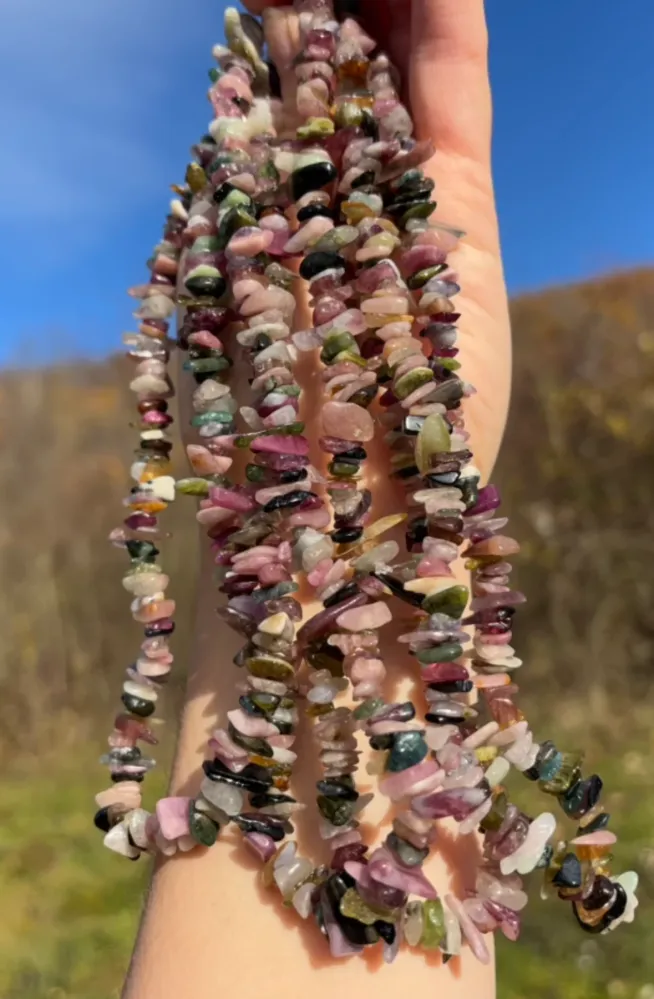 Perles en tourmaline multicolore, forme chips