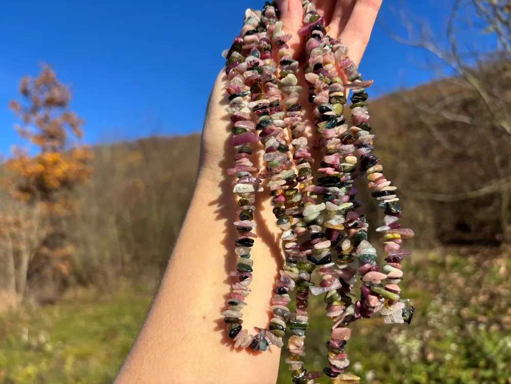 Perles en tourmaline multicolore, forme chips