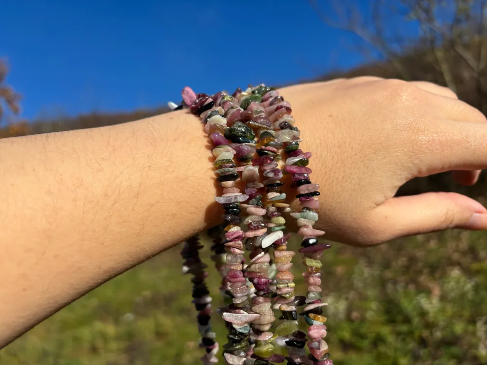 Perles en tourmaline multicolore, forme chips