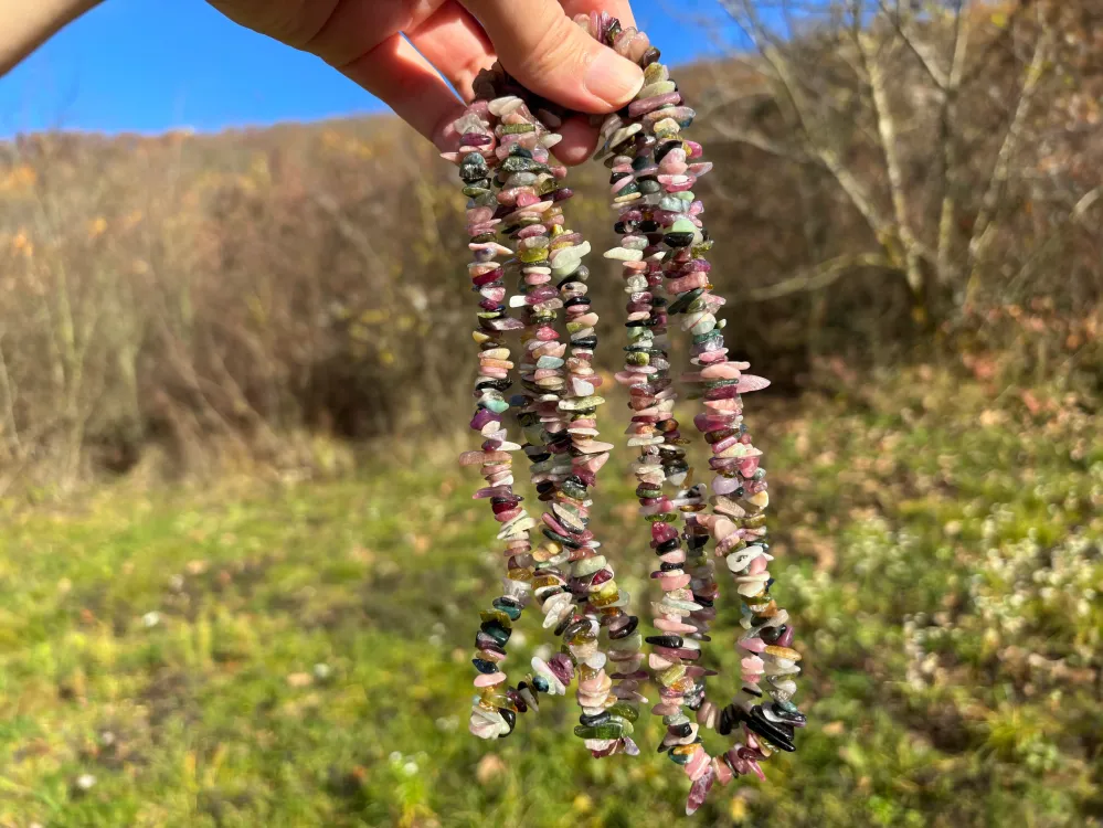 Perles en tourmaline multicolore, forme chips