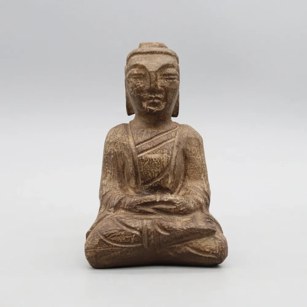 Petit Bouddha en pierre, statuette en pierre sculptée à la main, décoration de la maison