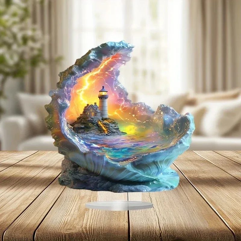 1 phare acrylique unique avec motif éclair - Parfait pour le bureau, le porche et la décoration intérieure Choix idéal pou...
