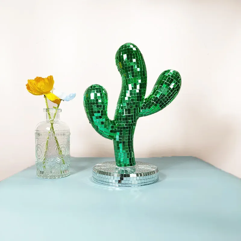 1 pièce décoration de festival à la maison rétro disco cactus ornement créatif salon couleur lentille artisanat fait main...