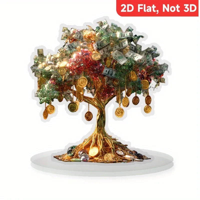1 pièce d'or et papier-monnaie, motif arbre de vie, décoration de bureau, décoration d'intérieur, cadeau idéal pour les amis