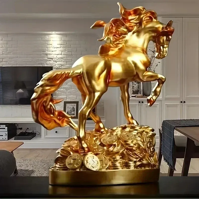 1 pièce - Statue de cheval art décoratif, statue de prophétie de richesse, adaptée au salon de la maison, au bar, au café,...