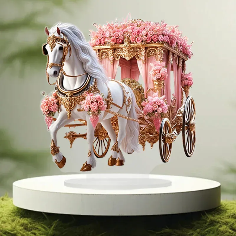 1 pièce de style bohème en acrylique blanc, statue de calèche polyvalente, décoration de table pour la maison, le bureau,...