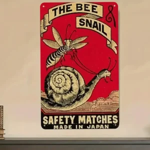 Plaque métallique "type vintage" rectangulaire Abeille et escargot