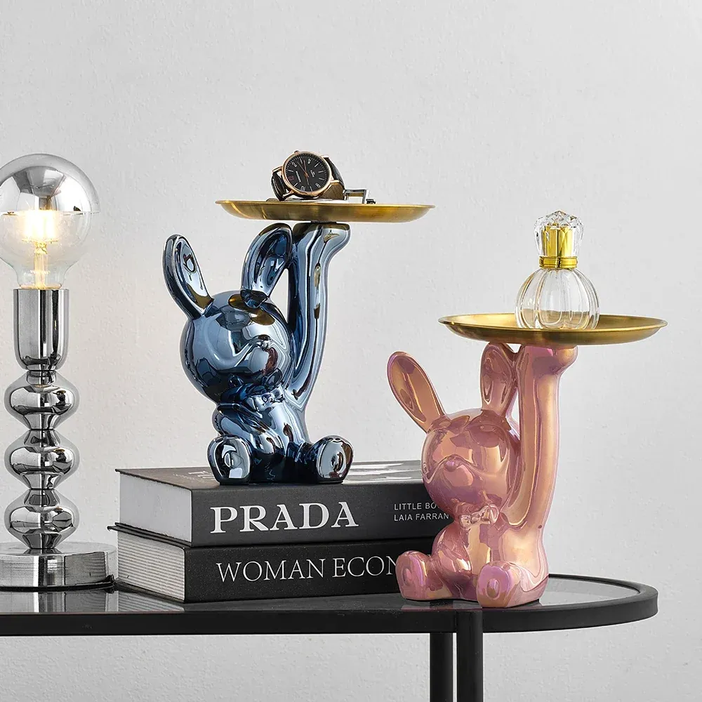 Plateau de rangement de Table en forme de lapin, ornements de Style moderne, accessoires de bureau, accessoires de décorat...