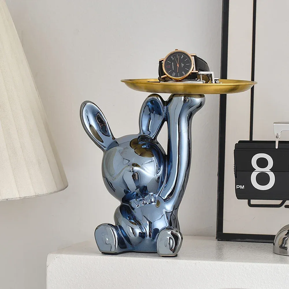 Plateau de rangement de Table en forme de lapin, ornements de Style moderne, accessoires de bureau, accessoires de décorat...
