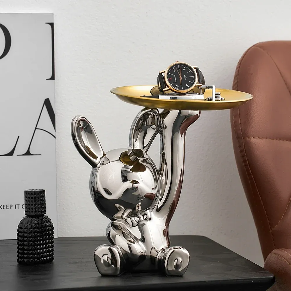 Plateau de rangement de Table en forme de lapin, ornements de Style moderne, accessoires de bureau, accessoires de décorat...