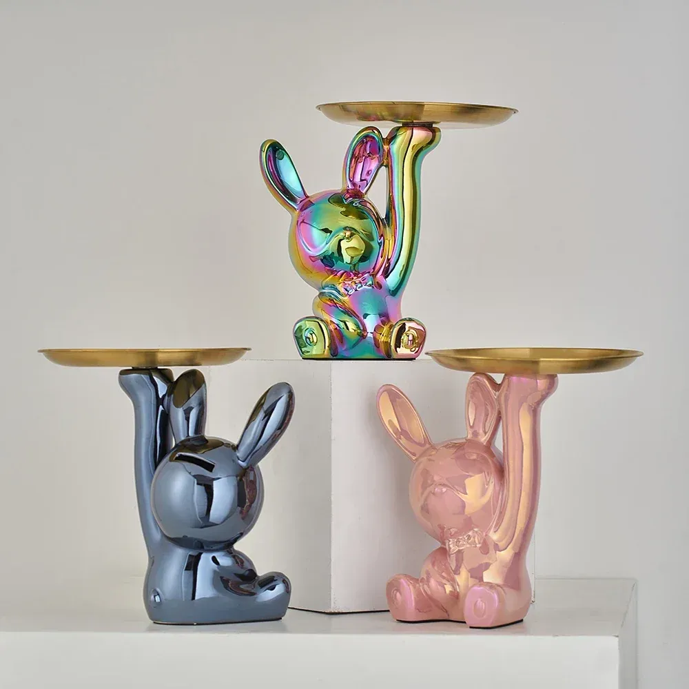 Plateau de rangement de Table en forme de lapin, ornements de Style moderne, accessoires de bureau, accessoires de décorat...