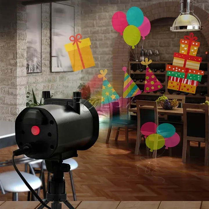 Projecteur LED - Noël - Neige - Halloween - Anniversaire - Diapositive interchangeable