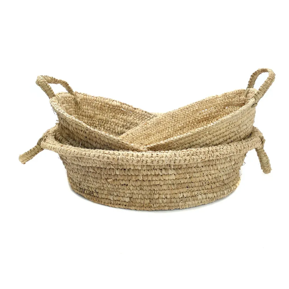 RAFFIA Plateaux à Panier, Lot de 3