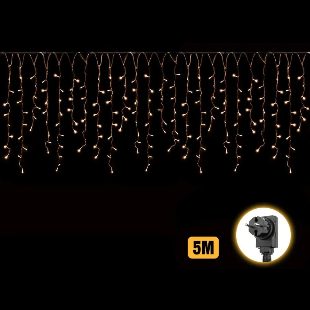 Rideau LED de Noël - 5 mètres - blanc chaud - 200 LED