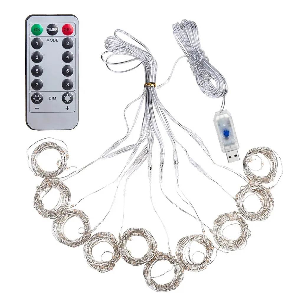 Rideau LED de Noël - Ultra fin - 3 x 3 mètres - Blanc chaud - USB - Avec contrôleur