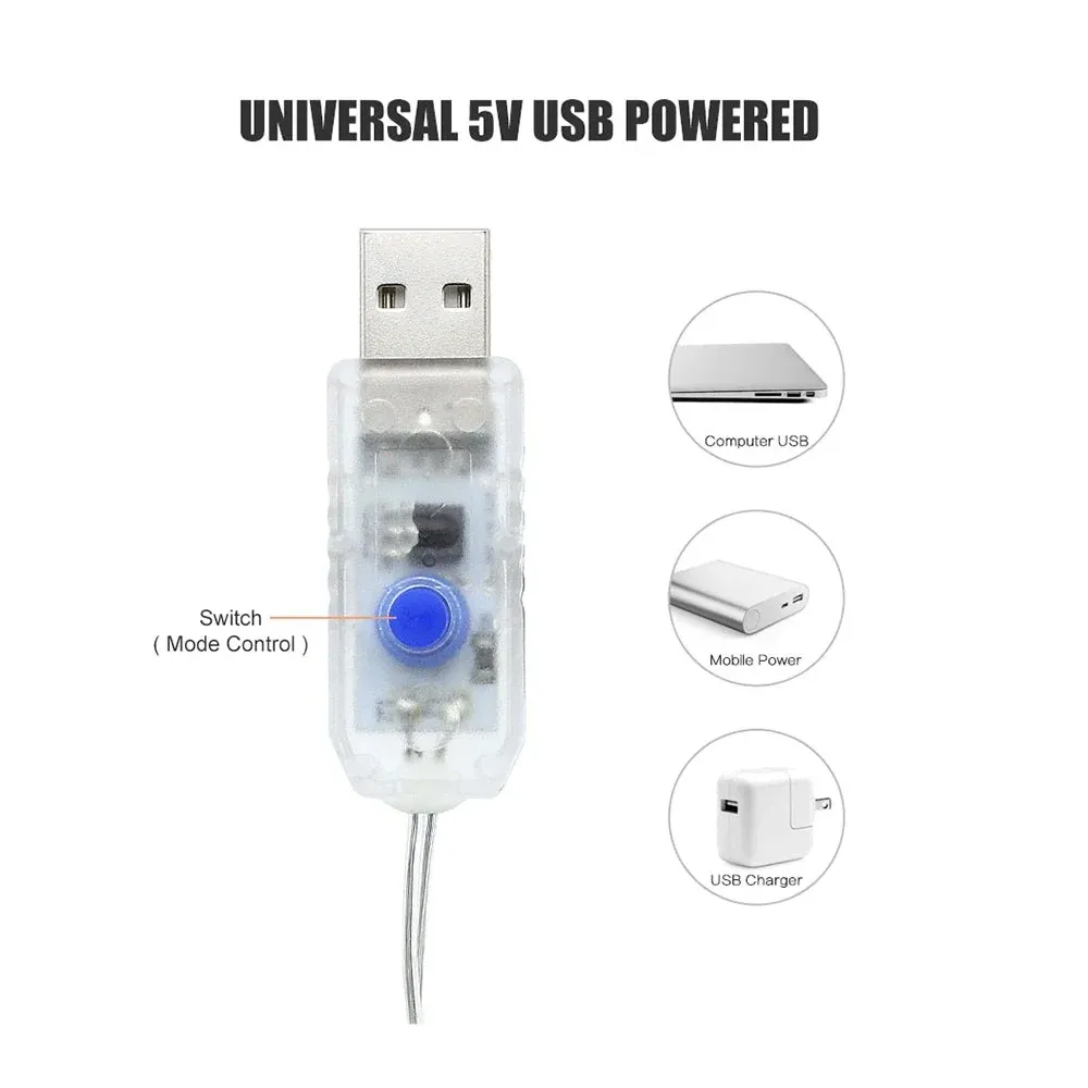 Rideau LED de Noël - Ultra fin - 3 x 3 mètres - Blanc chaud - USB - Avec contrôleur