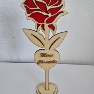 Rose en bois personnalisée gravée