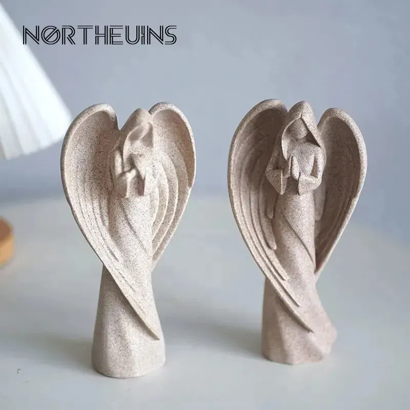 Résine Grès Ange Statue Rétro Art Abstrait Déesse Ornement Figurines Maison Salon Intérieur Décor De Bureau