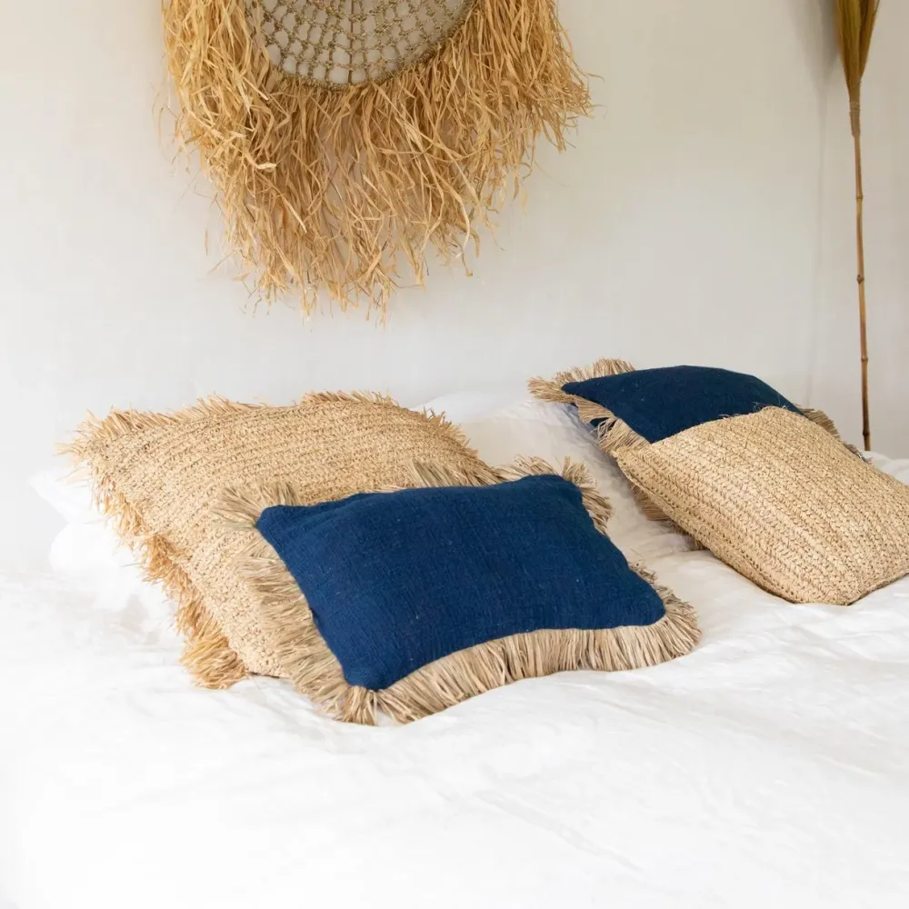 SAINT TROPEZ Housse de Coussin Naturel-Bleu 30x50